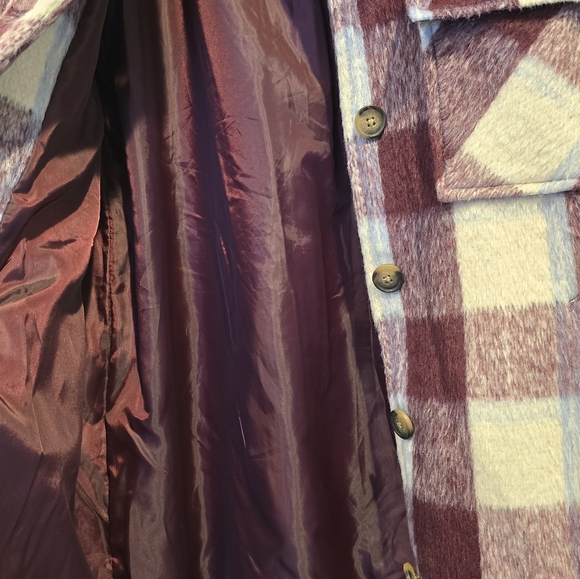 Ugg Koolaburra Plaid Mid Length Coat Shacket Jacket Removable Fur Collar Sz L&M - Picture 15 of 16